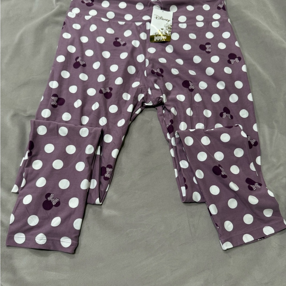 LuLaRoe Disney Leggings - Purple with White Polka Dots